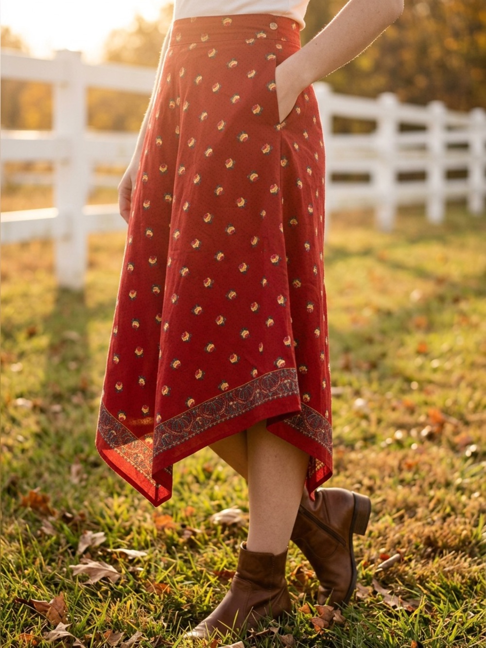 Vintage Lauren Ralph Lauren western festival Handkerchief Skirt Cottagecore